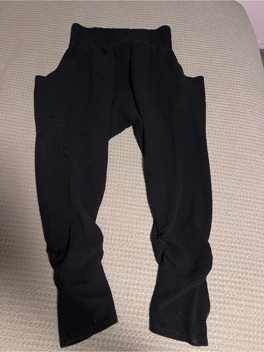 Free People Black Textured Harem Joggers
